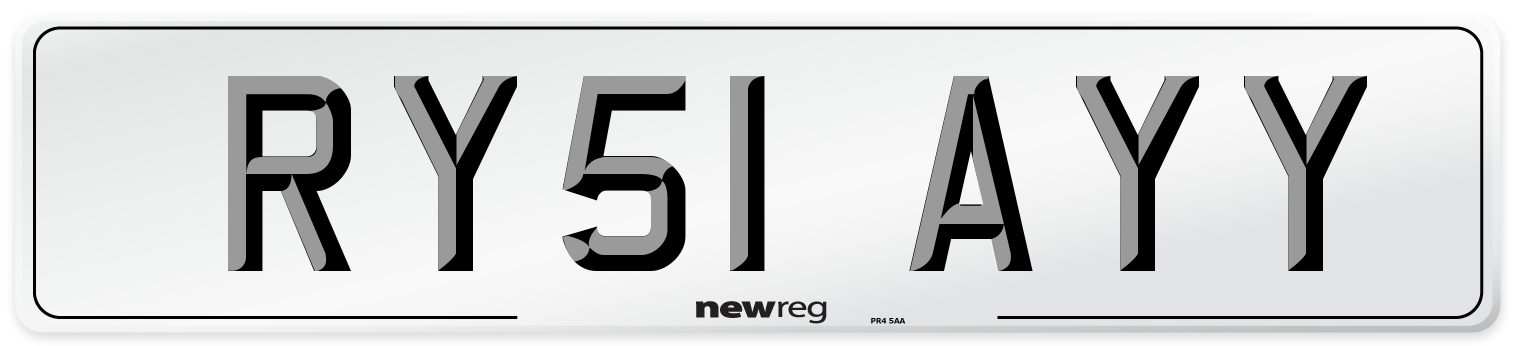 RY51 AYY Number Plate from New Reg